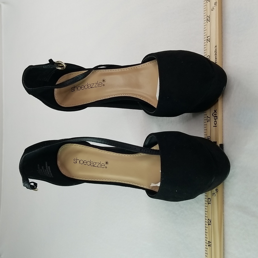 Size 7.5 Sabrina Black Fauxe Suede 4-6 Inch Platform Pumps